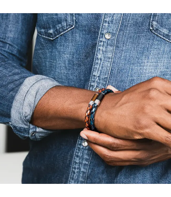 TATEOSSIAN Carbon Pop Leather Bracelet In Blue