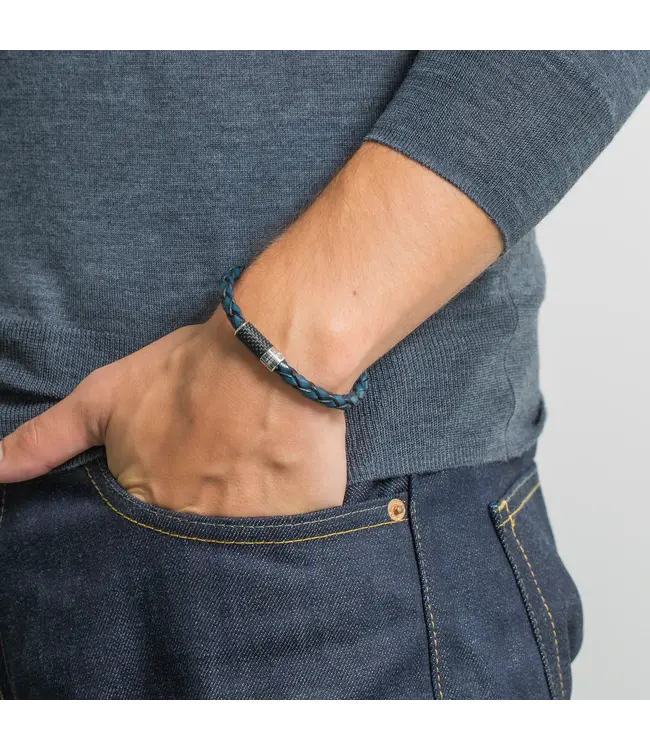 TATEOSSIAN Bracelet en cuir Carbon Pop bleu