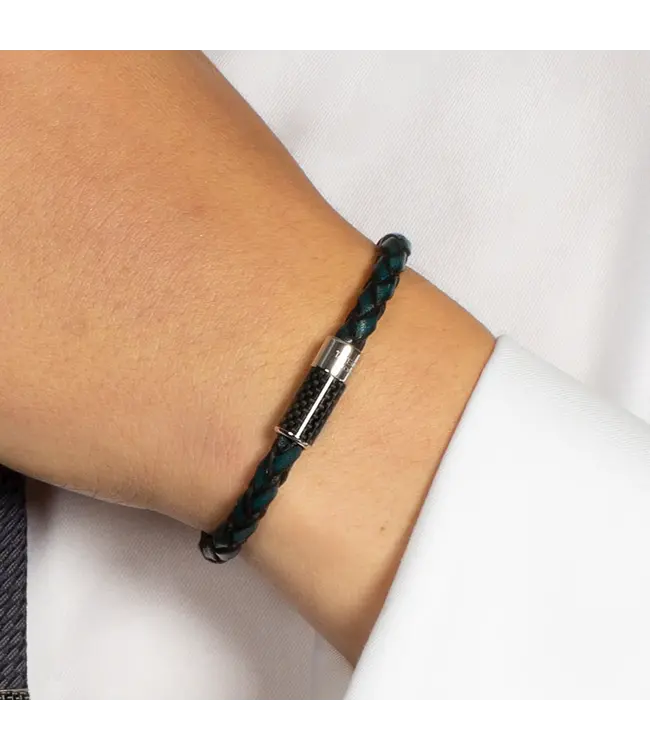 TATEOSSIAN Carbon Pop Leather Bracelet In Blue