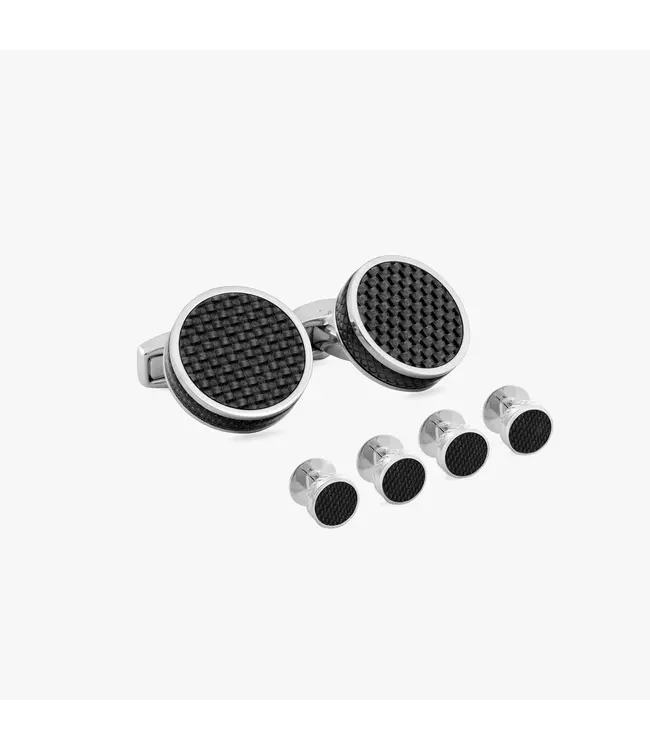 TATEOSSIAN Palladium plated Disc stud set in black