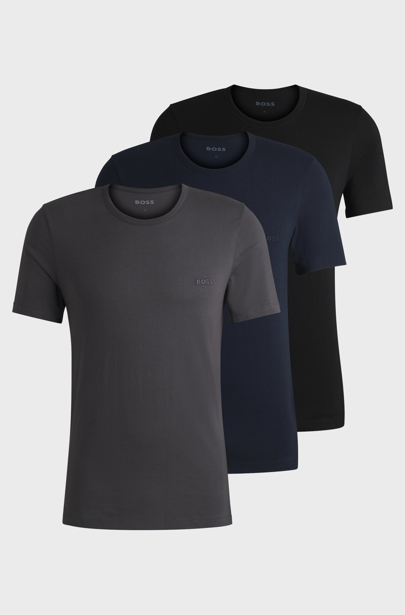 3-Pack of Logo Embroidered T-Shirts in Cotton