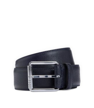 BOSS Ceinture en cuir italien avec roulette de marque et quincaillerie argentée