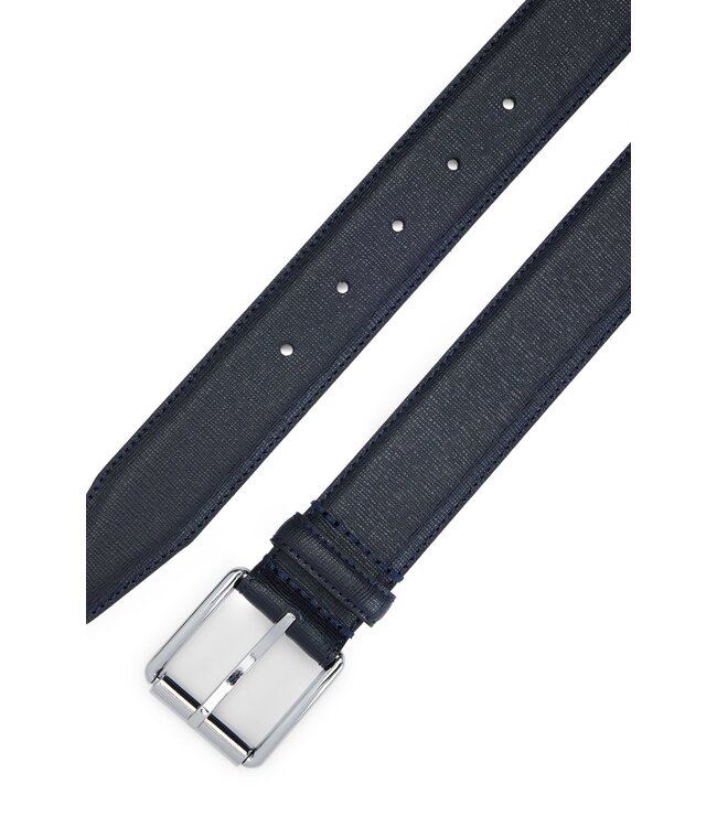 BOSS Italian-Leather Belt with Branded Roller and Silver Hardware