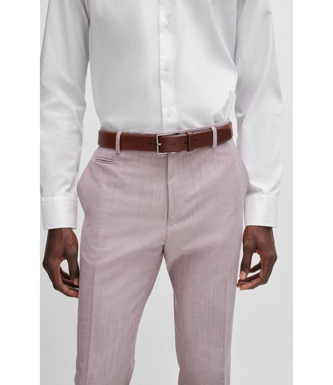 BOSS Italian-Leather Belt with Polished Gunmetal Hardware