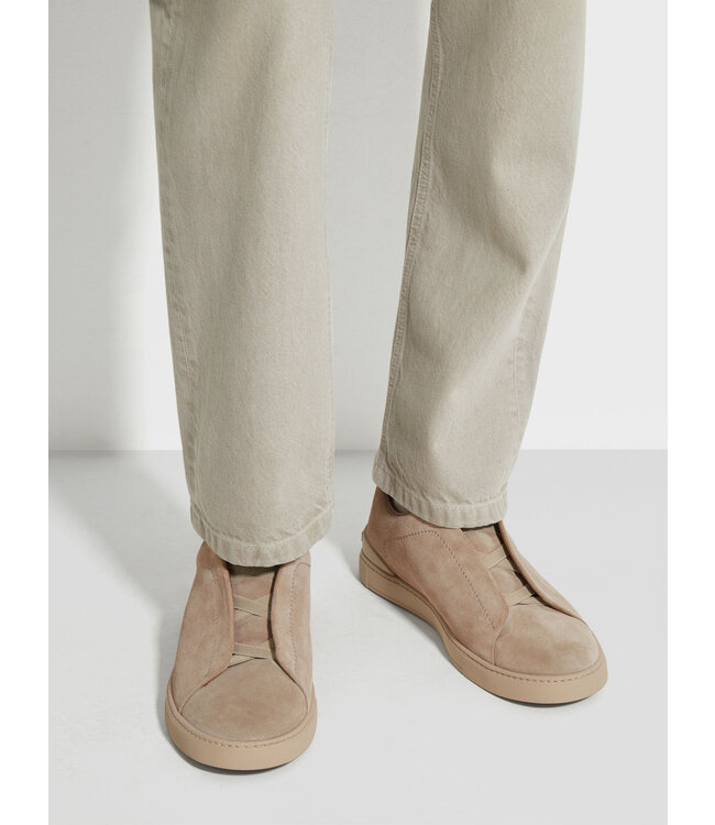 ZEGNA Baskets en daim taupe clair Triple Stitch™