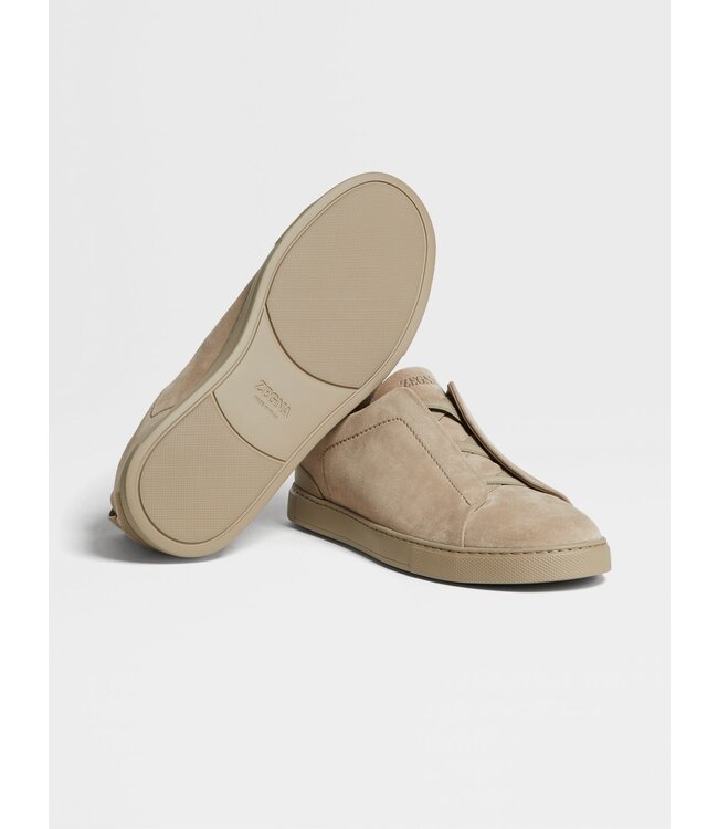 ZEGNA Baskets en daim taupe clair Triple Stitch™