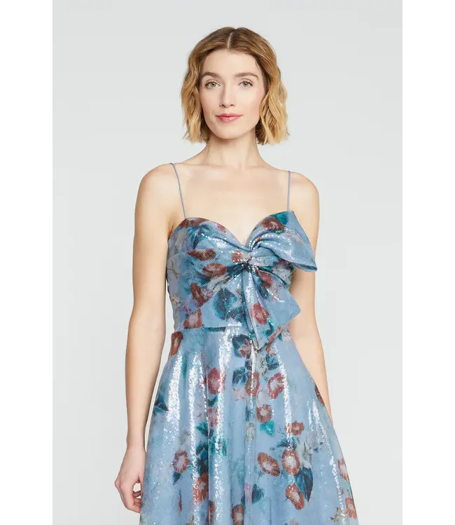 Theia Robe drapée avec nœud Paisley