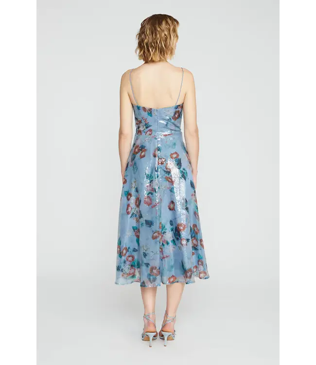 Theia Paisley Bow Drape Dress