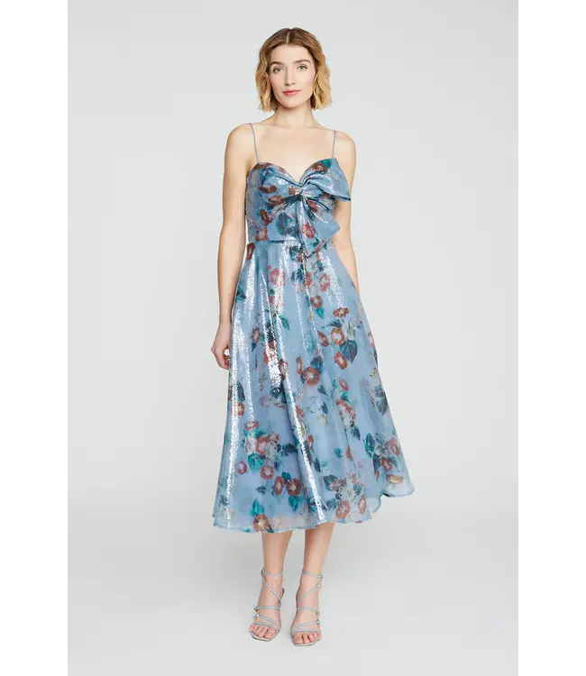 Theia Robe drapée avec nœud Paisley