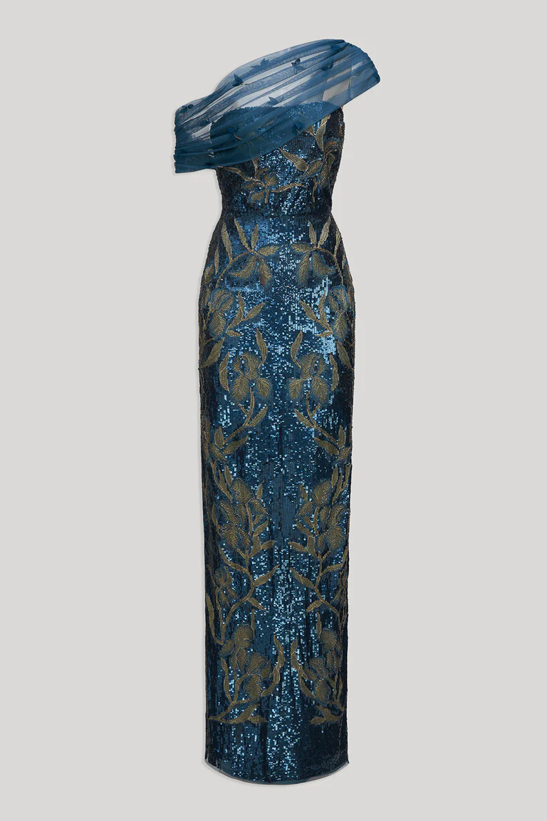 Jude One Shoulder Beaded Gown