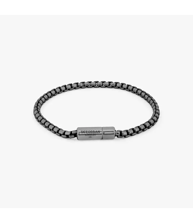 TATEOSSIAN Pop Sleek Box Chain Bracelet In Black Ruthenium Plated Silver