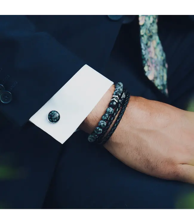 TATEOSSIAN Chelsea Leather Bracelet In Black With Aluminium Clasp