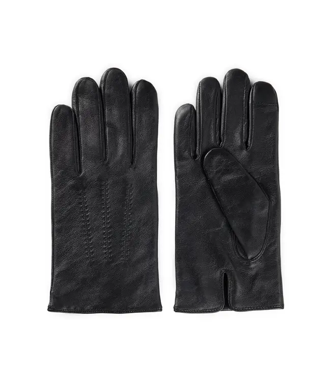 BOSS Gants en cuir avec doublure en laine et lettrage du logo