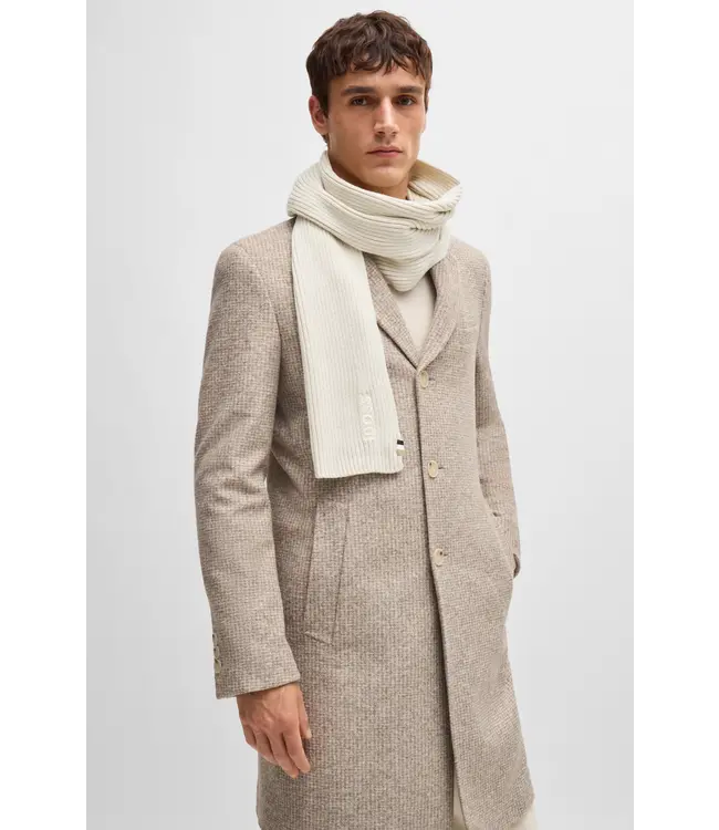 BOSS Cotton-Blend Scarf with Embroidered Logo