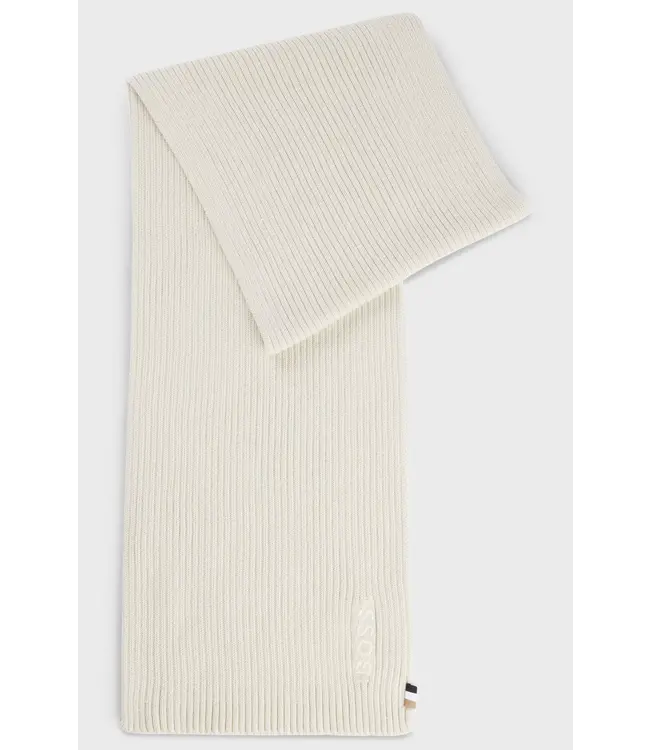 BOSS Cotton-Blend Scarf with Embroidered Logo