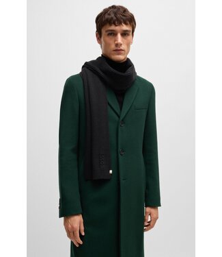 BOSS Cotton-Blend Scarf with Embroidered Logo