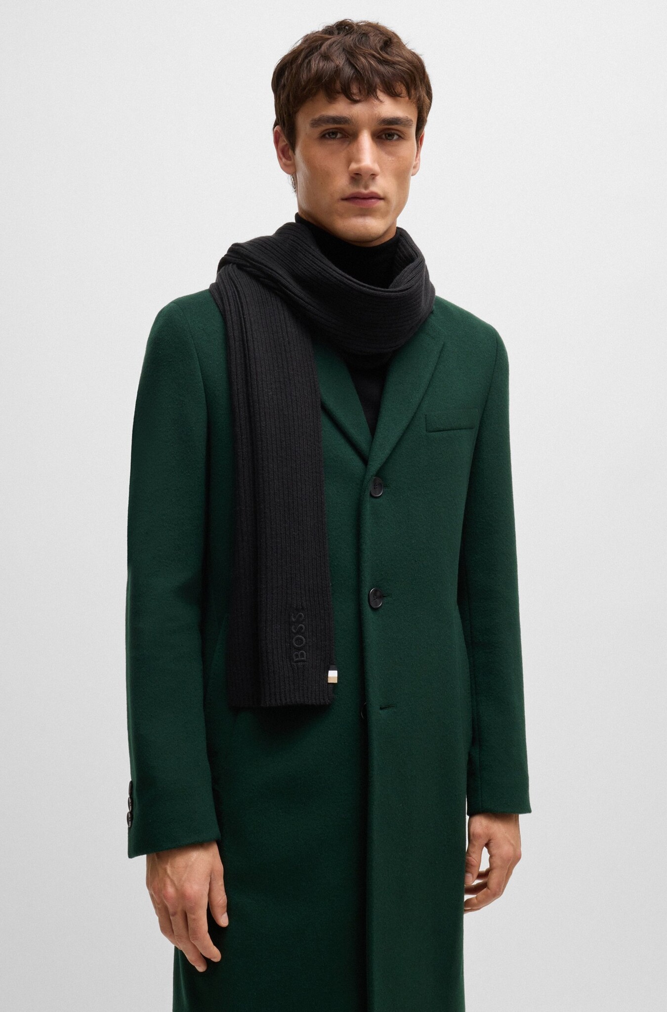 Cotton-Blend Scarf with Embroidered Logo