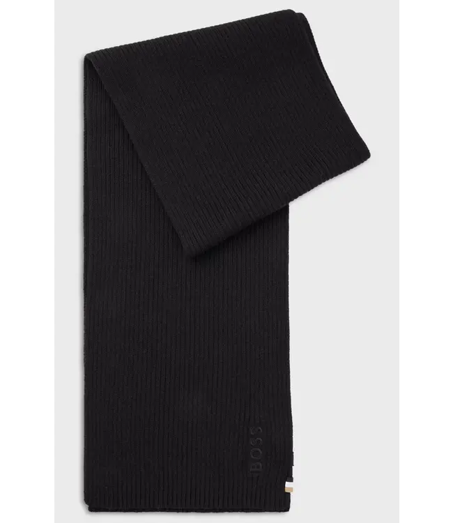 BOSS Cotton-Blend Scarf with Embroidered Logo