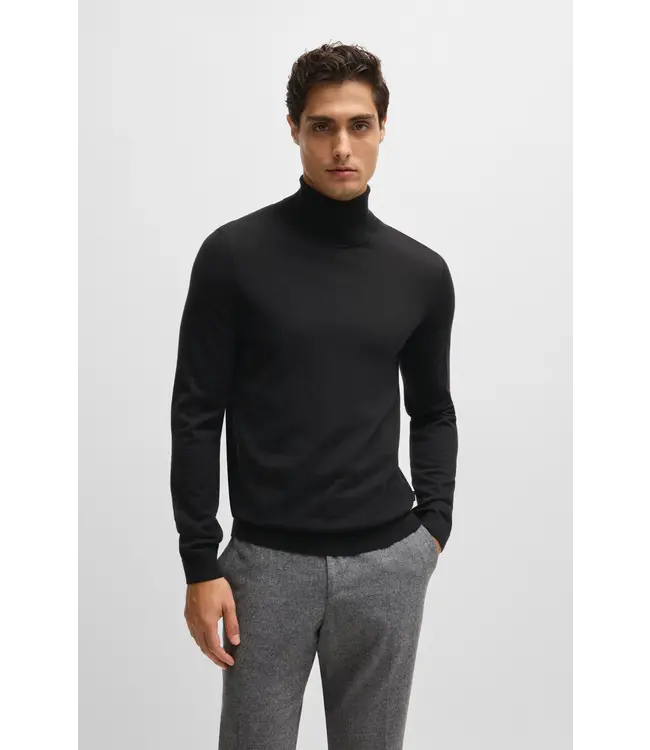 BOSS Pull Slim-Fit Rollneck en laine