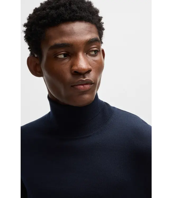 BOSS Pull Slim-Fit Rollneck en laine