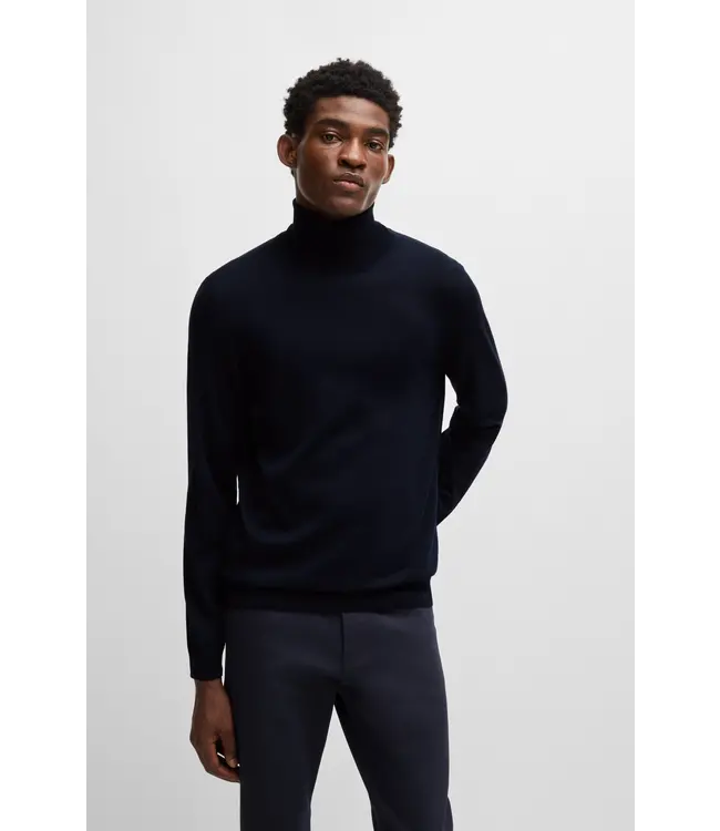 BOSS Pull Slim-Fit Rollneck en laine