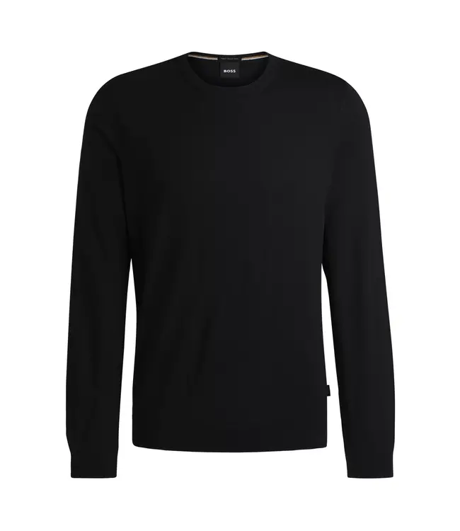 BOSS Pull slim en laine vierge avec encolure ras du cou