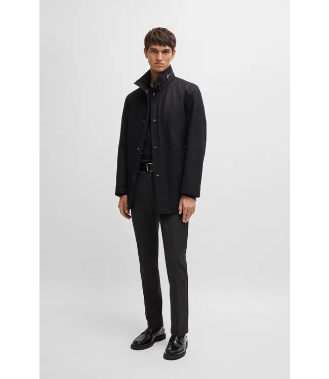 BOSS Pull slim en laine vierge avec encolure ras du cou