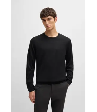 BOSS Pull slim en laine vierge avec encolure ras du cou