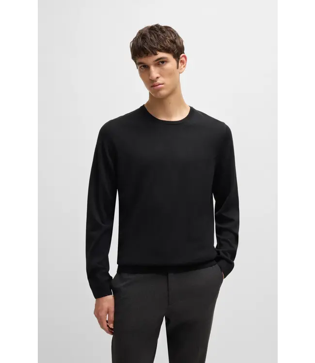 BOSS Pull slim en laine vierge avec encolure ras du cou