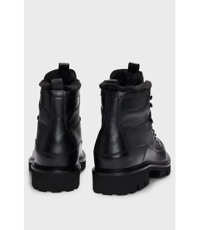 BOSS Bottes à lacets en cuir grainé avec doublure duveteuse