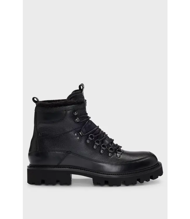 BOSS Bottes à lacets en cuir grainé avec doublure duveteuse