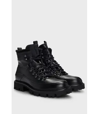 BOSS Grained-Leather Lace-Up Boots with Fluffy Lining