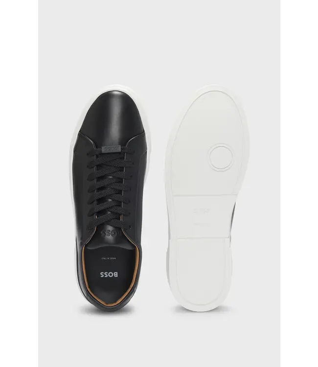 BOSS Gary Leather Low-Top Trainers with Branded Lace Loop