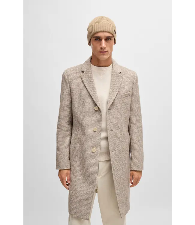 BOSS Bonnet côtelé en laine vierge