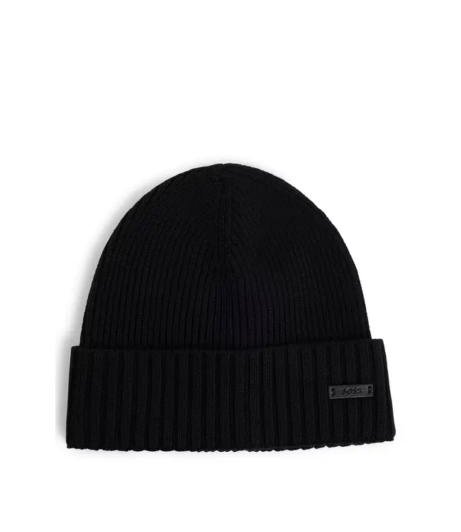 BOSS Bonnet côtelé en laine vierge