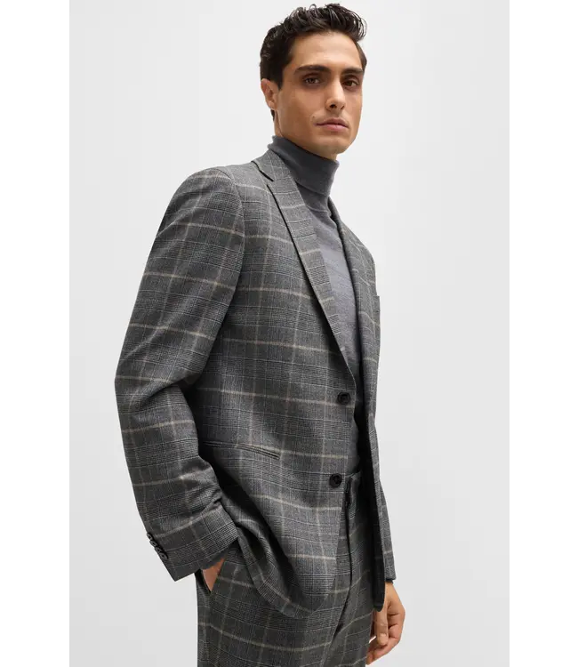 BOSS Costume slim en laine stretch à carreaux