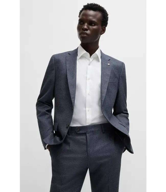 BOSS Pantalon slim en laine stretch à micro-motifs