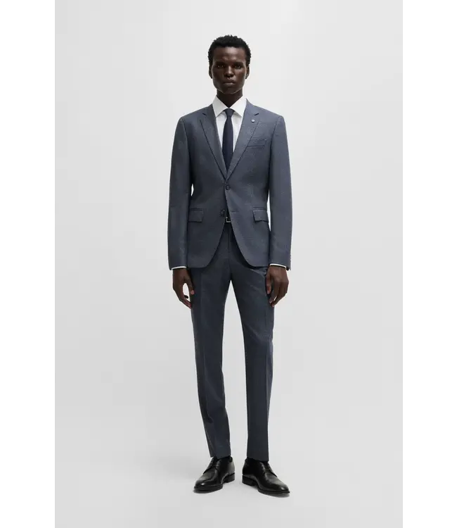 BOSS Pantalon slim en laine stretch à micro-motifs