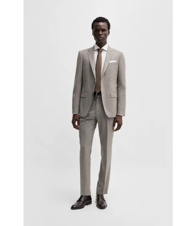 BOSS Slim-Fit Trousers in Micro-Patterned Stretch Wool