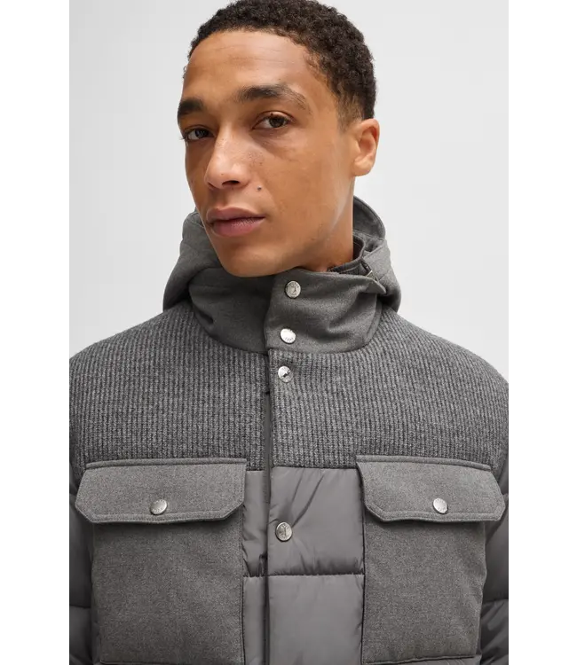 BOSS Water-Repellent Regular-Fit Jacket in Mixed Materials