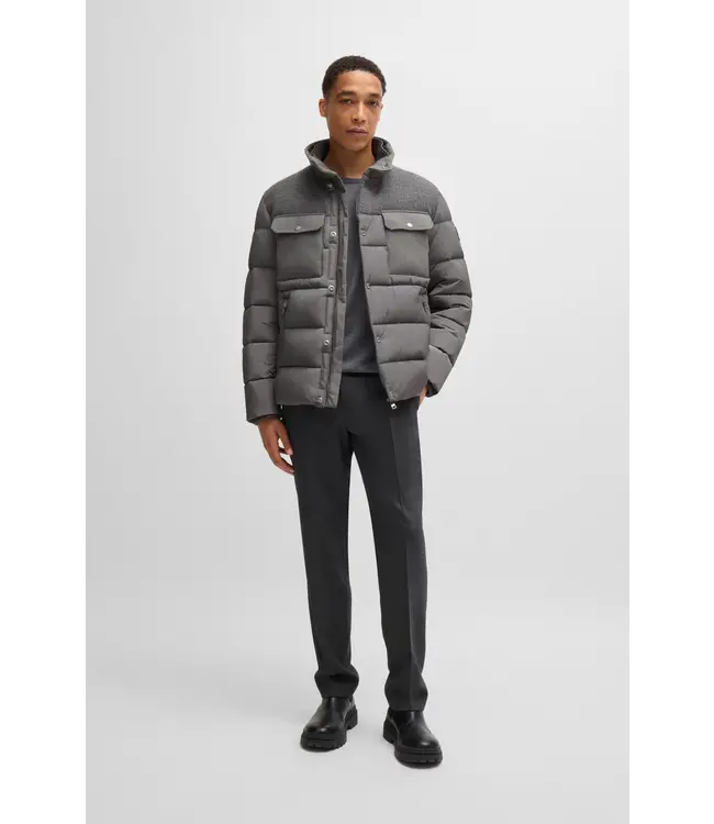 BOSS Water-Repellent Regular-Fit Jacket in Mixed Materials