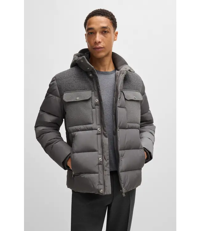 BOSS Water-Repellent Regular-Fit Jacket in Mixed Materials