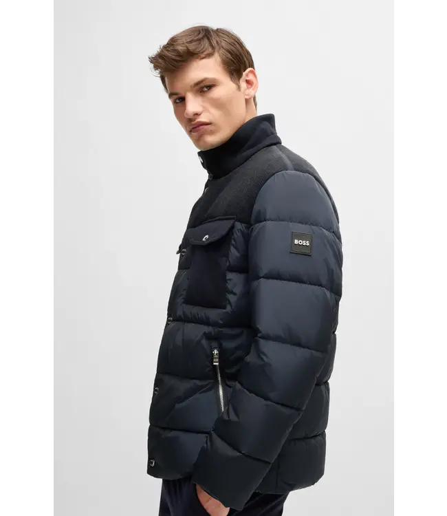 BOSS Water-Repellent Regular-Fit Jacket in Mixed Materials