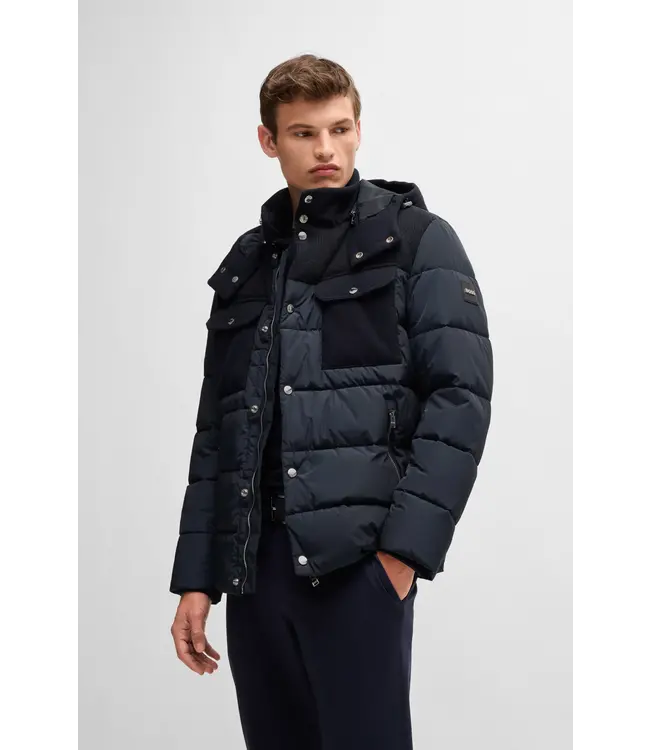 BOSS Water-Repellent Regular-Fit Jacket in Mixed Materials