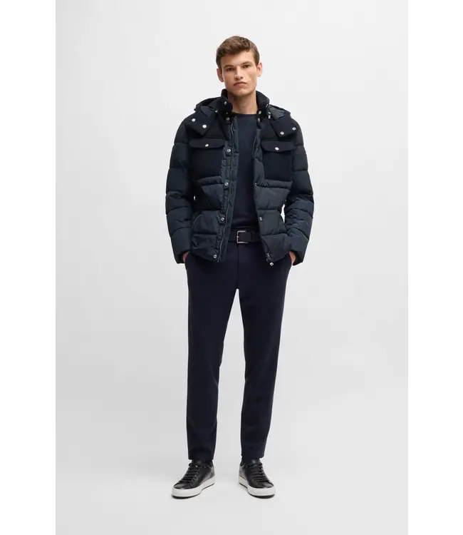 BOSS Veste déperlante à coupe régulière en matériaux mixtes