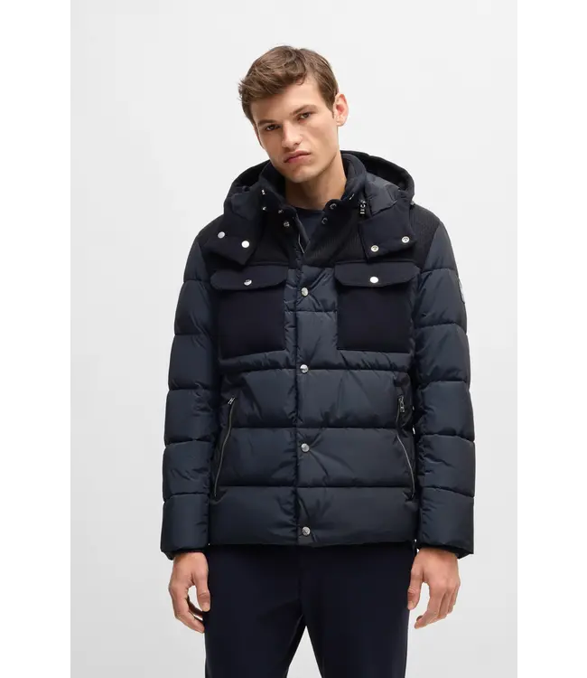 BOSS Water-Repellent Regular-Fit Jacket in Mixed Materials