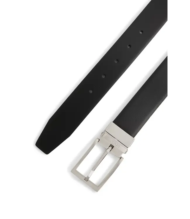 BOSS Reversible Italian-Leather Belt with Logo Keeper