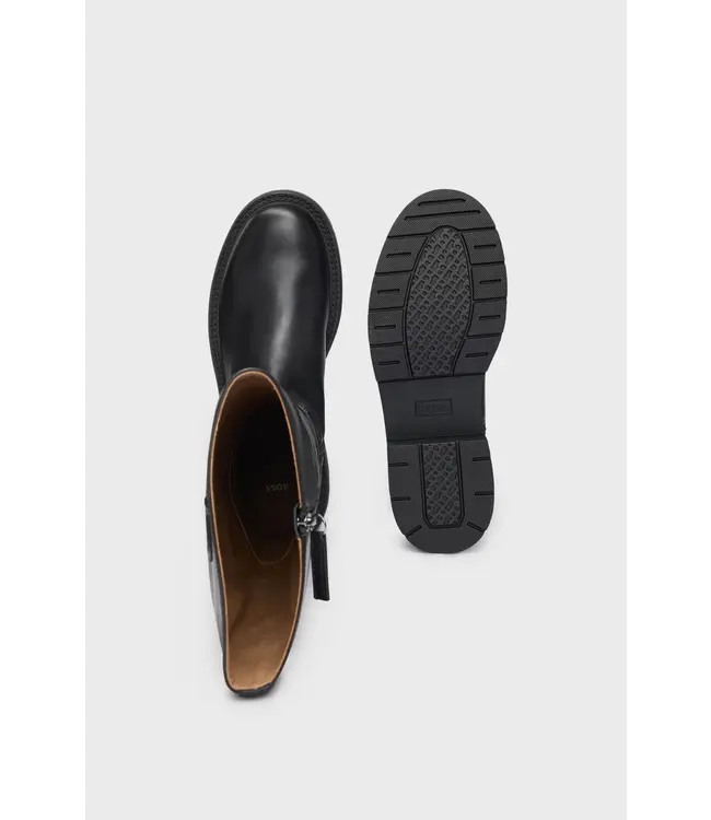 BOSS Bottes à genoux en cuir avec rembourrage Double B Monogramme