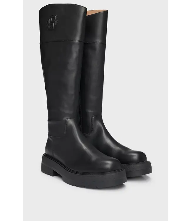 BOSS Leather Knee Boots with Padded Double B Monogram