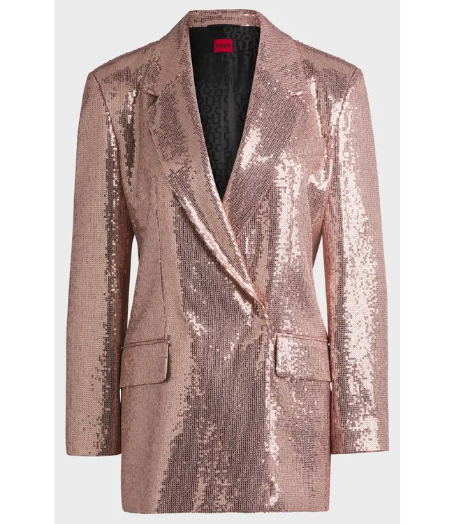 BOSS Oversized-Fit Double-Breasted Jacket with Sequin Embellishments